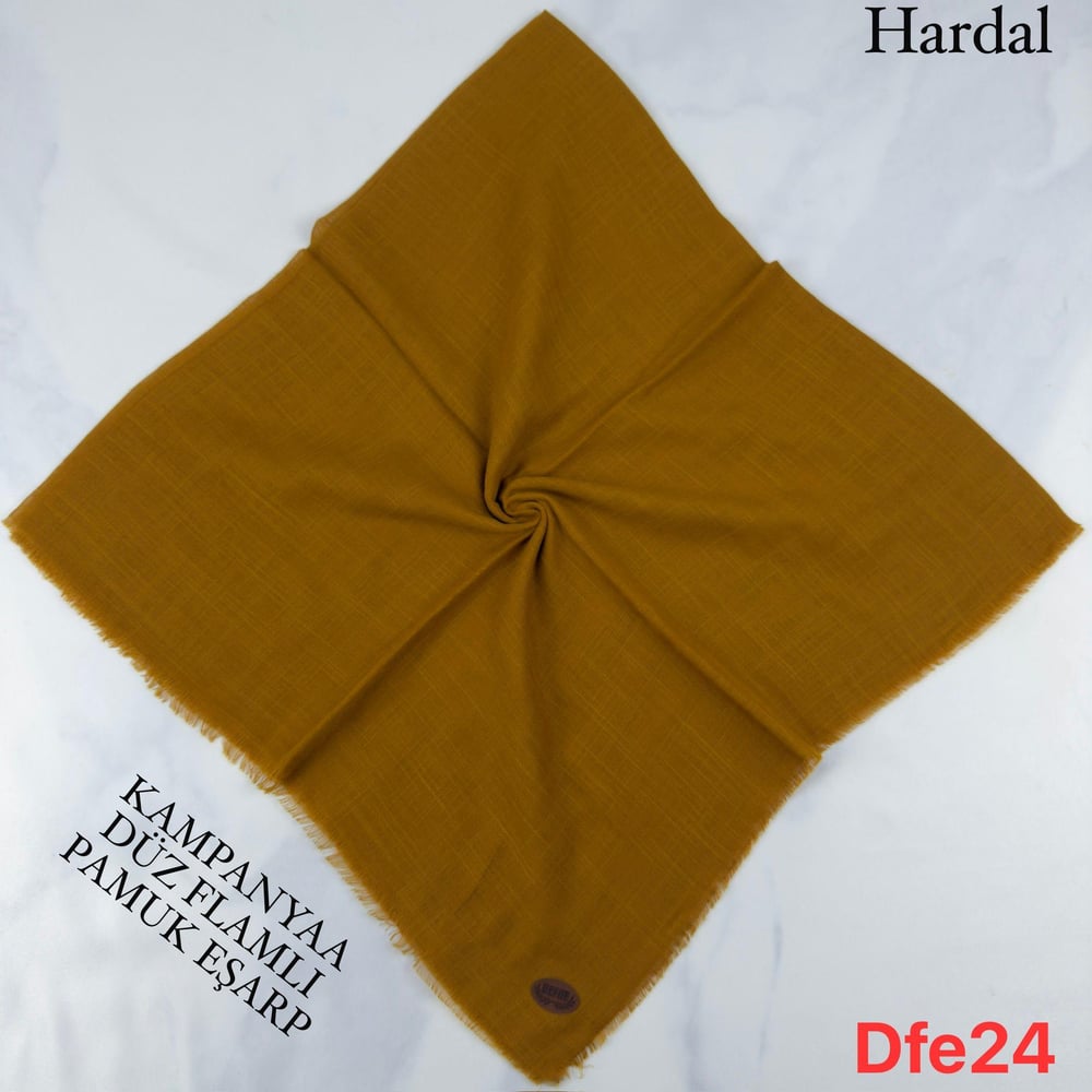 M-24 Düz Flamlı Pamuk Eşarp- Hardal