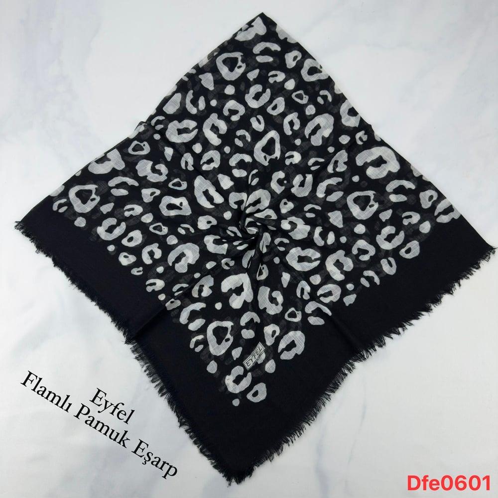 Y-101 Eyfel Flamlı Pamuk Eşarp