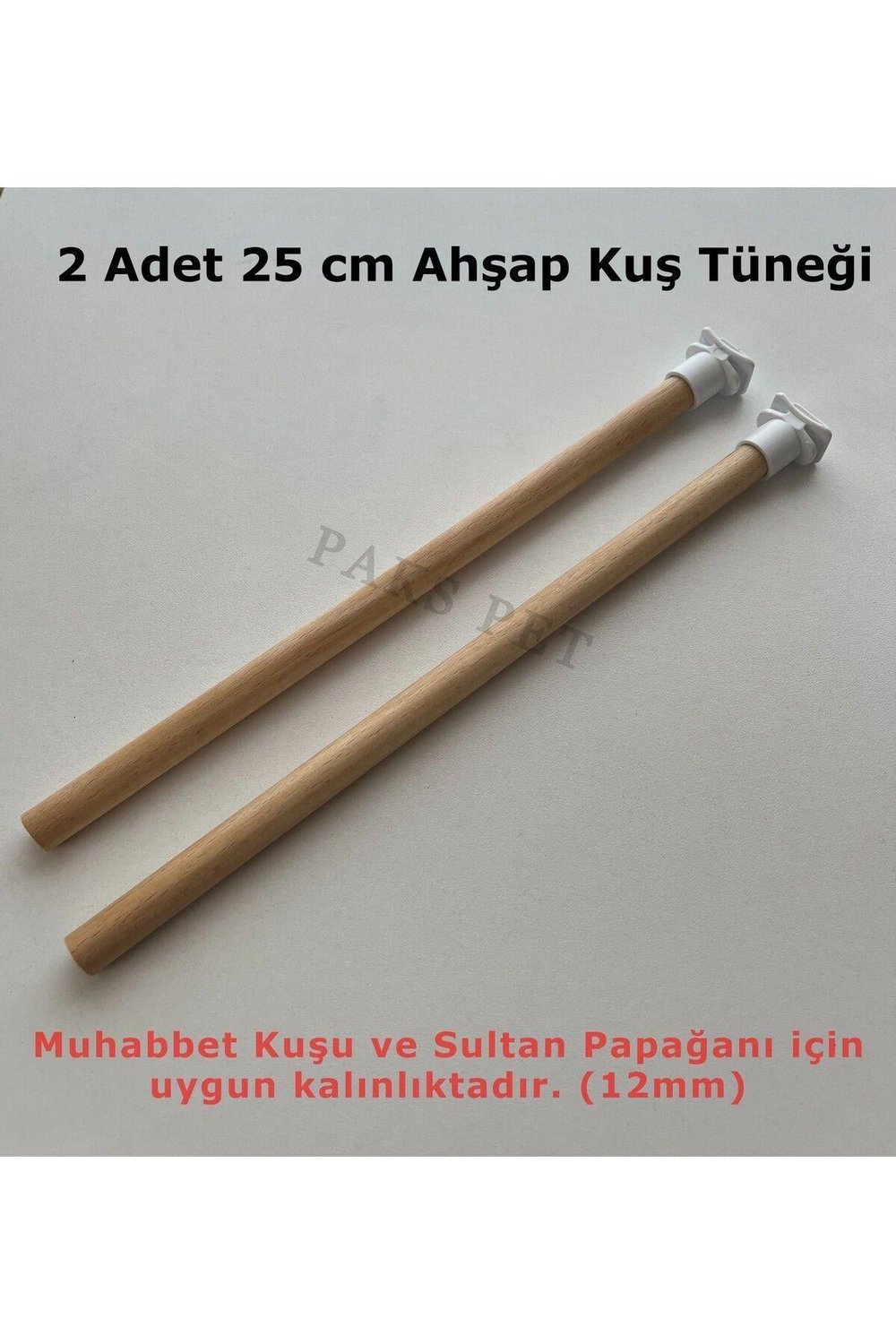 2 adet 25 cm Ahşap Kuş Tüneği,Muhabbet Kuşu Tüneği,Sultan Papağanı Tüneği,Kanarya Tüneği