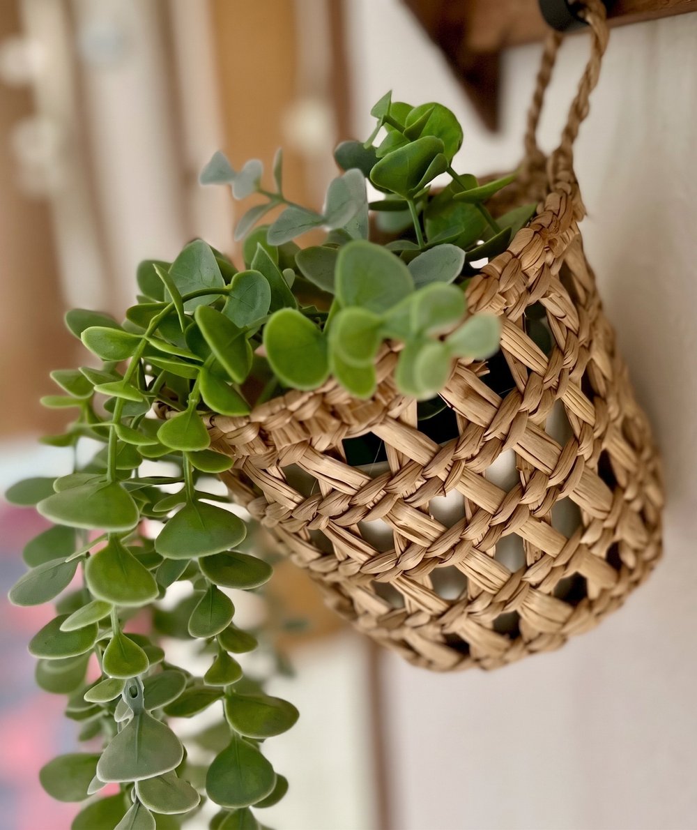 Bohem Hasır Bitkisel Saksı / Çiçeklik / Dekorasyon 10cm
