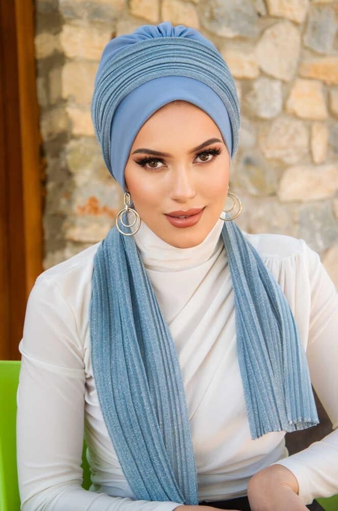Bebe Mavi Fularlı Bone