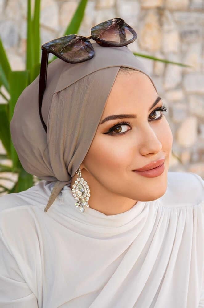 Taş Rengi Çapraz Bone / Deniz - Havuz Bonesi