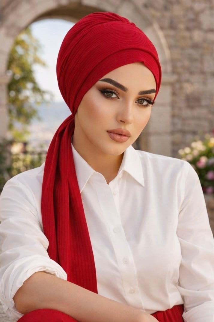 Açık Bordo Atkılı Bone