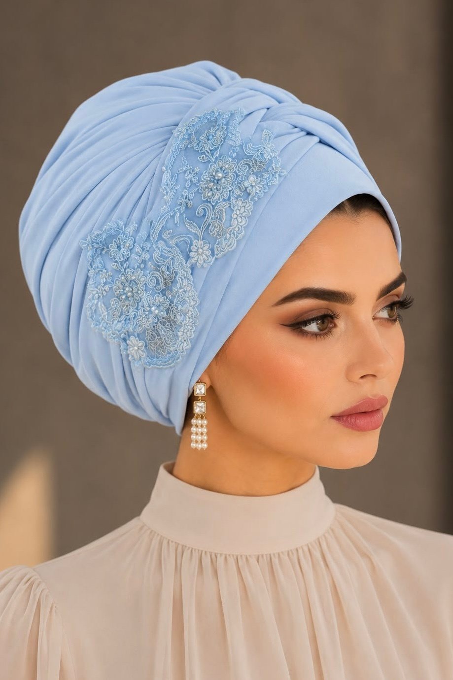 Bebe Mavi Detaylı Abiye Burgu Bone