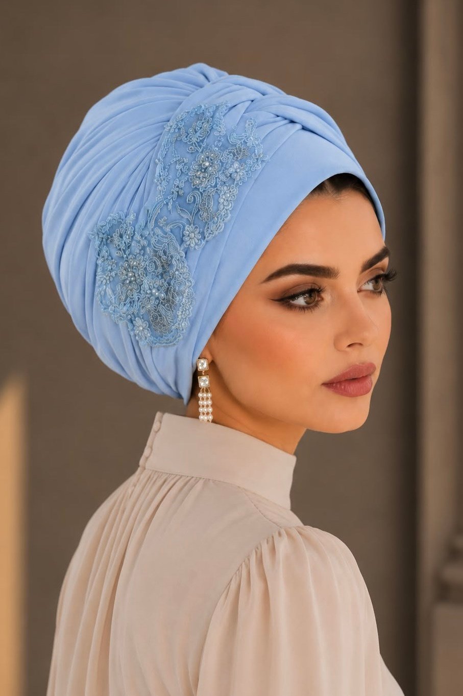 Bebe Mavi Detaylı Abiye Burgu Bone