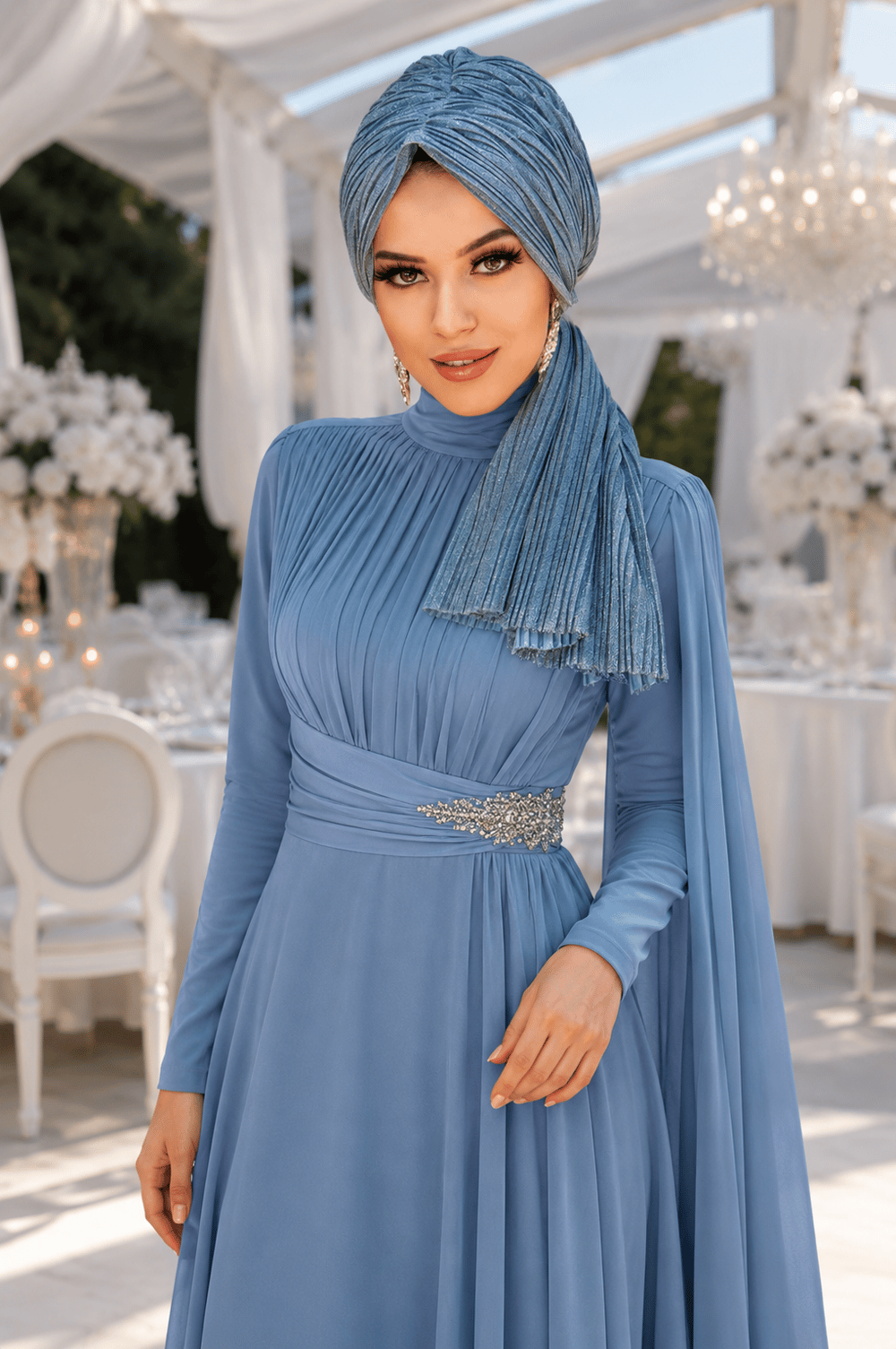 Bebe Mavi Işıltılı Piliseli Dolama Bone