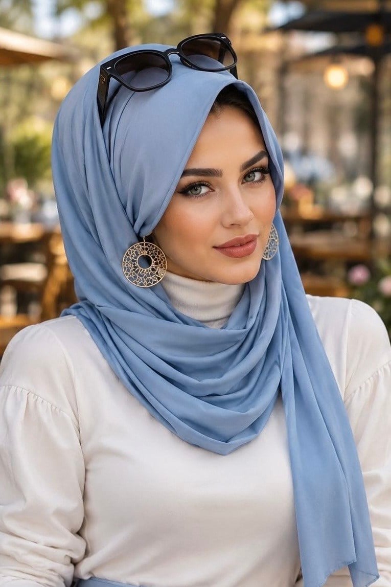 Bebe Mavi Şapkalı Şal