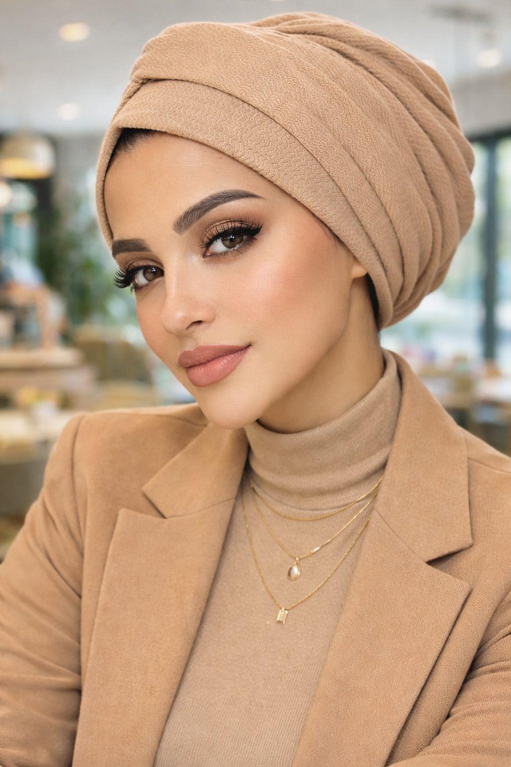 Bej Burgu Bantlı Hazır Bone