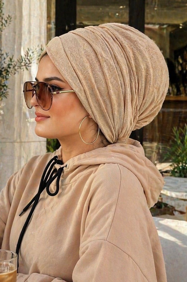 Bej Keten Tokalı Bone