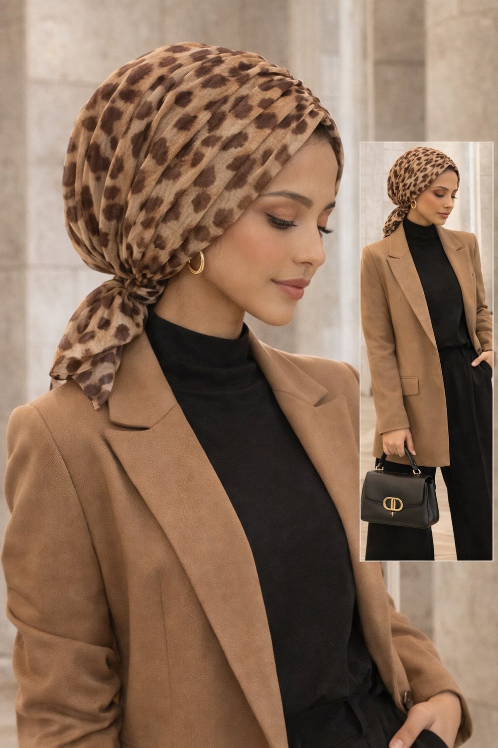 Bej Leopar Tokalı Bone
