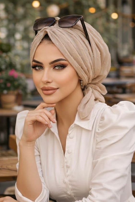 Bej Ponpon Tokalı Bone