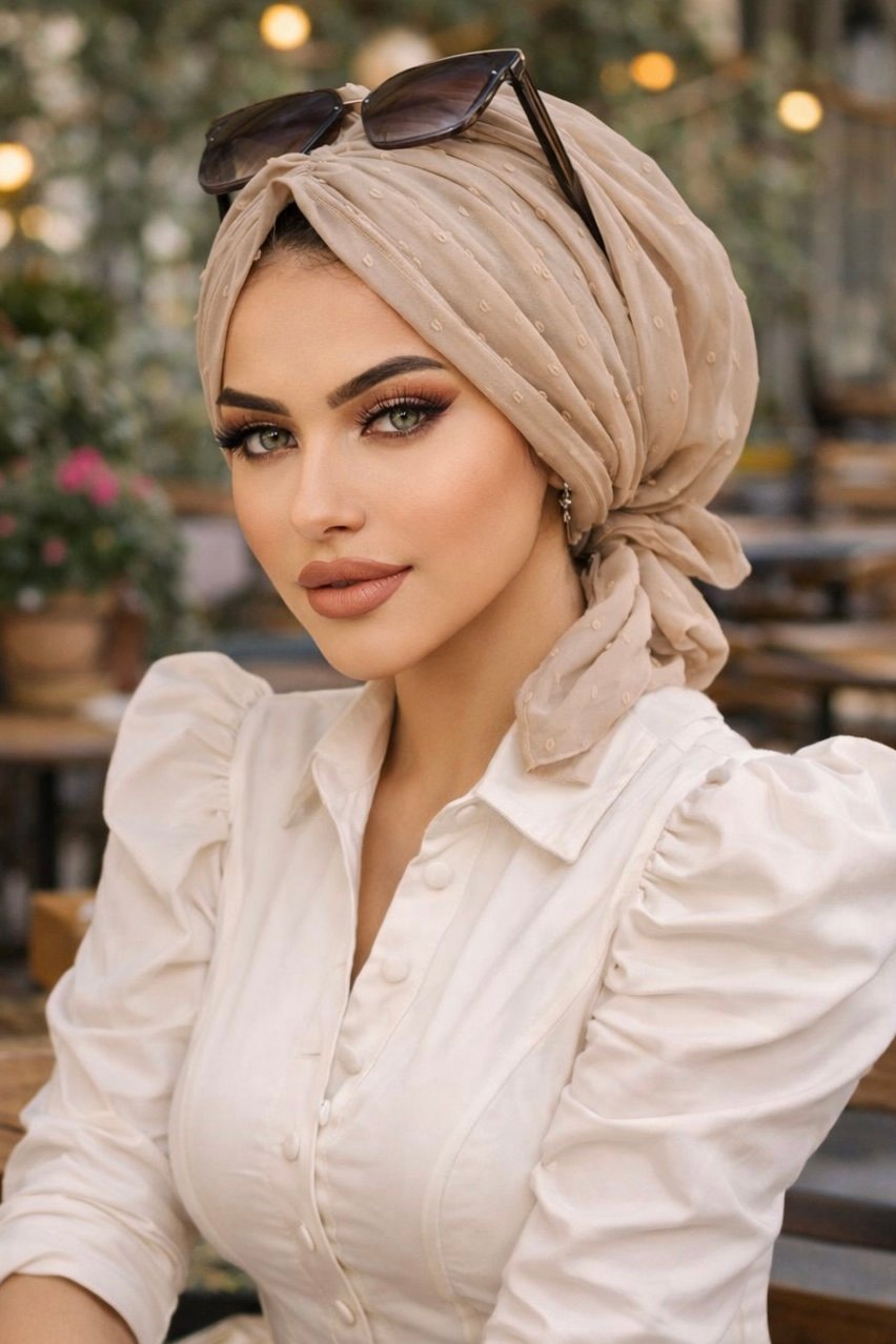 Bej Ponpon Tokalı Bone