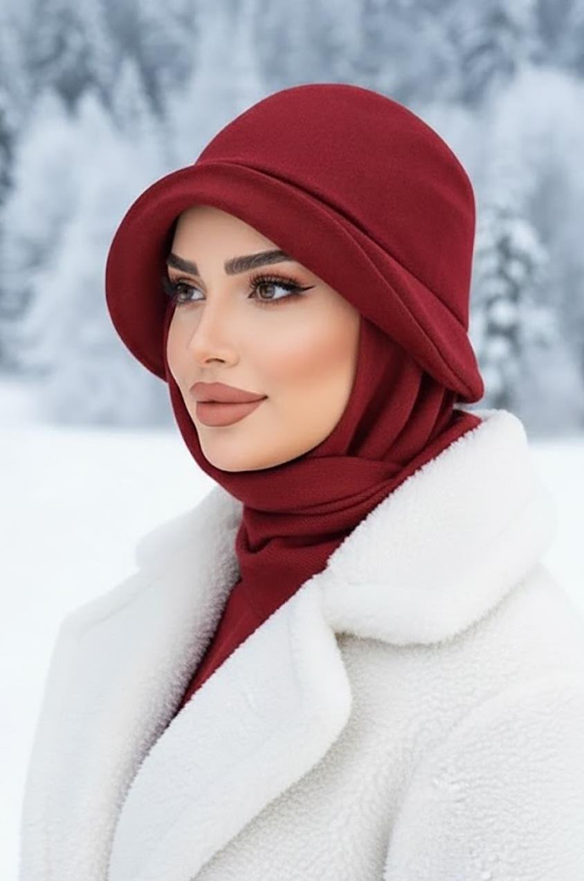 Bordo Atkılı Vintage Şapka