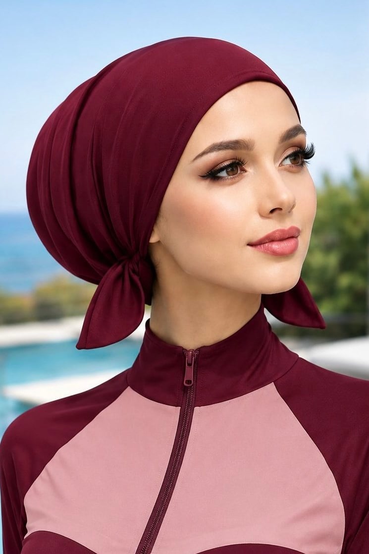 Bordo Bağcıklı Deniz - Havuz Bonesi