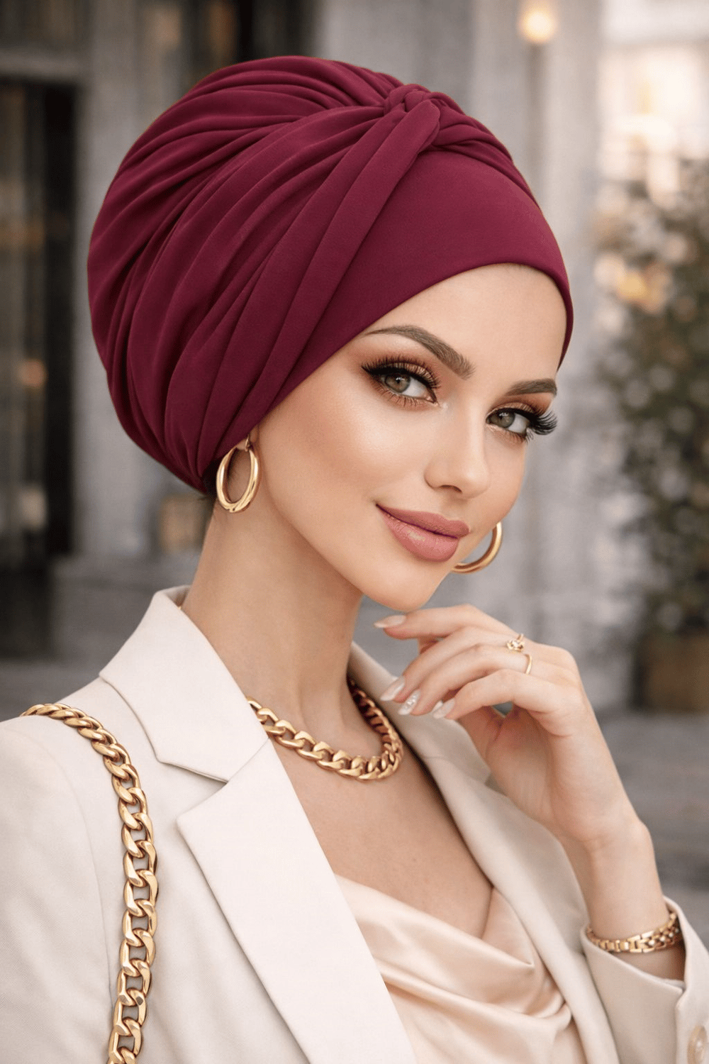 Bordo Burgu Detaylı Bone