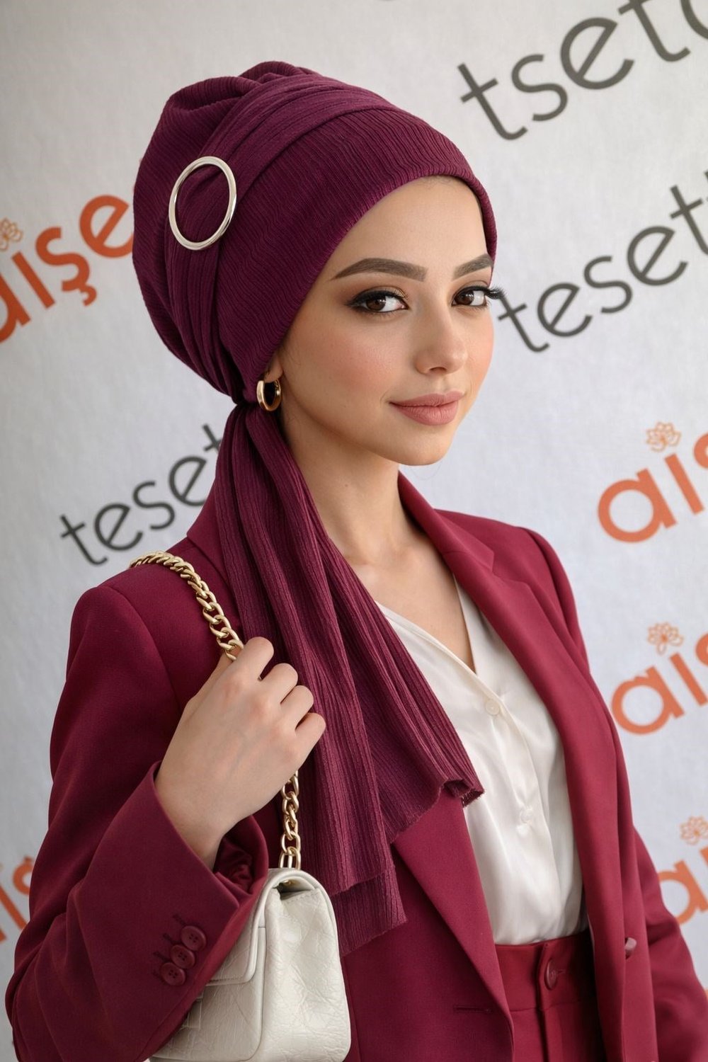 Bordo Toka Detaylı Atkılı Bone
