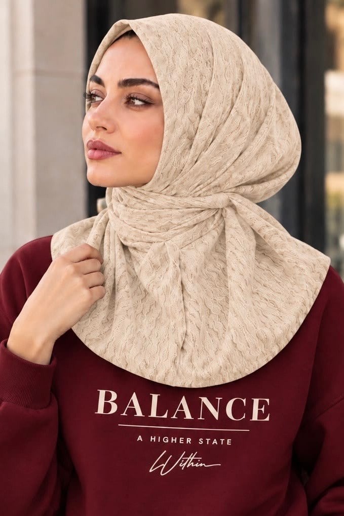 Ekru Spor Tesettür Bone - Günlük ve Antrenman , Kullanımına Uygun Hazır Eşarp Bone- Athletic Hijab