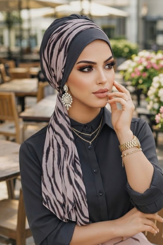 Füme Zebra Fularlı Bone