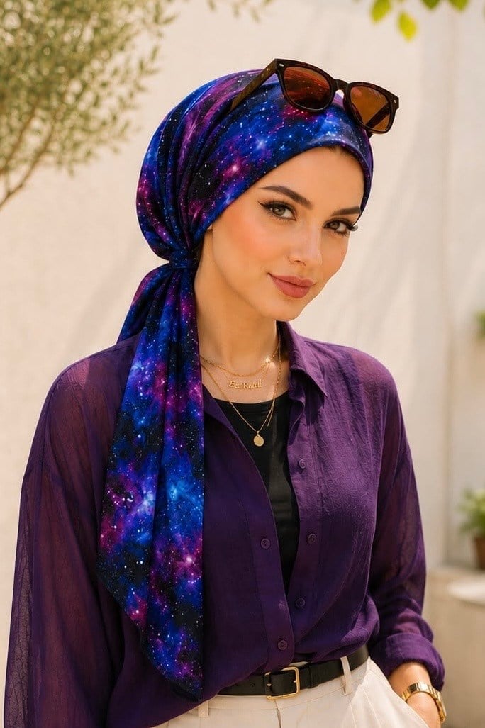 Gezegen Desen Eşarp Bone