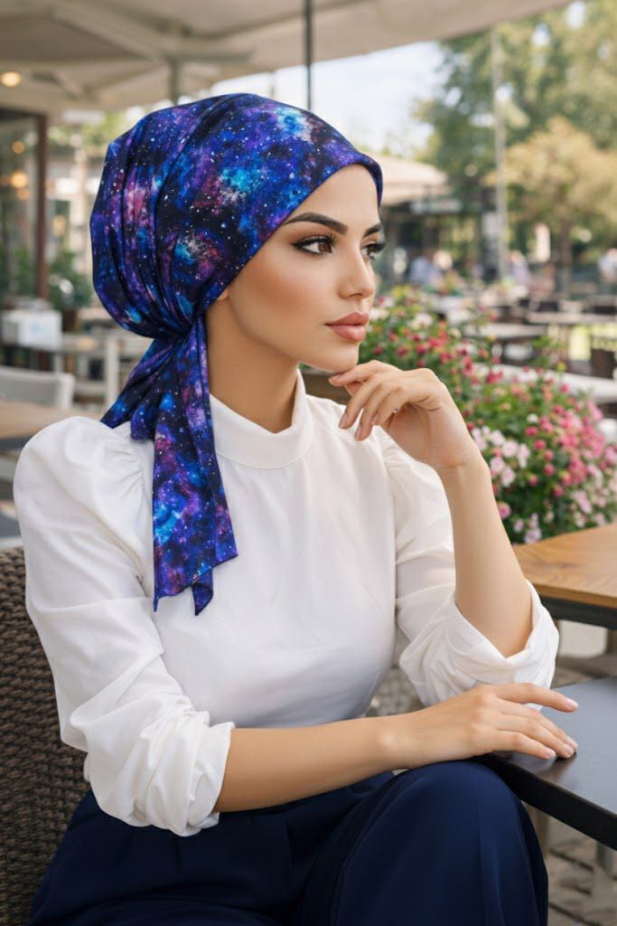 Gezegen Desen Eşarp Bone