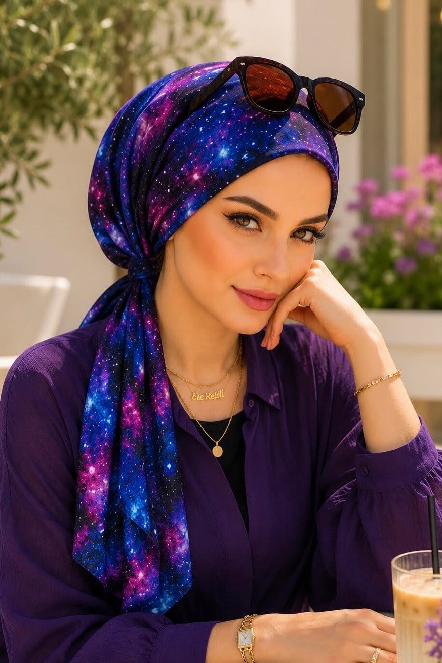Gezegen Desen Eşarp Bone