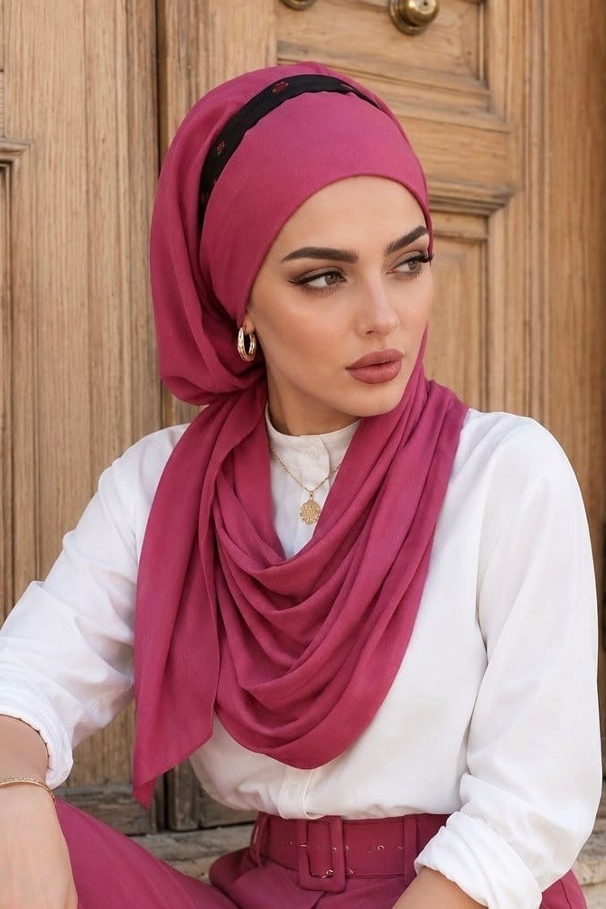 Gülkurusu Bantlı Bandana Hazır Şal