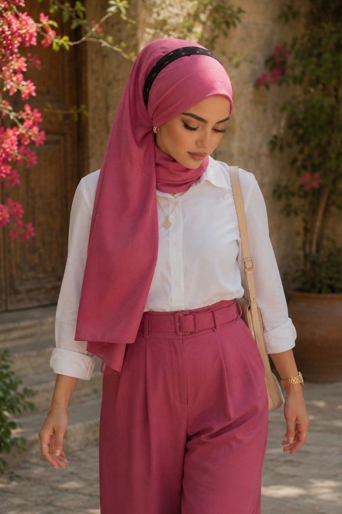 Gülkurusu Bantlı Bandana Hazır Şal