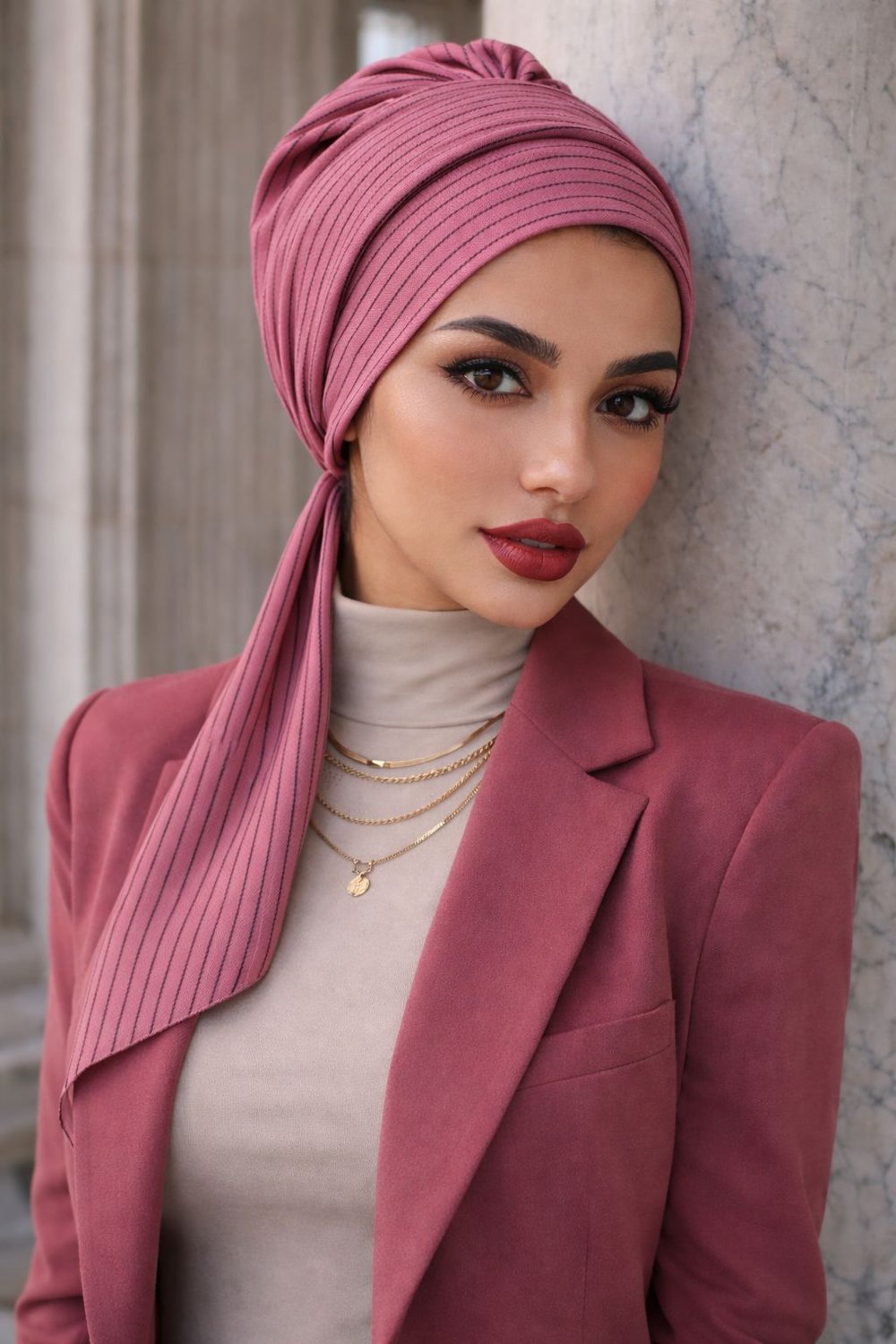 Gülkurusu Çizgili Atkılı Bone