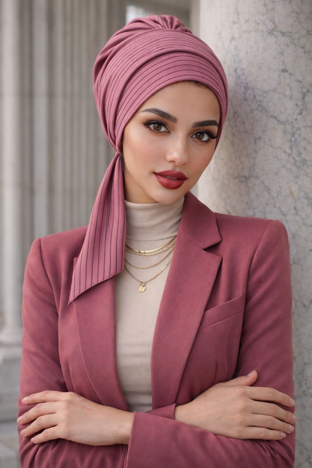 Gülkurusu Çizgili Atkılı Bone
