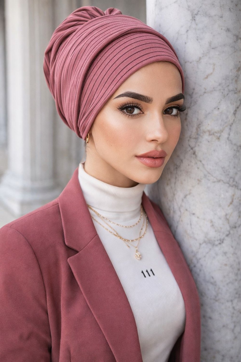 Gülkurusu Çizgili Atkılı Bone