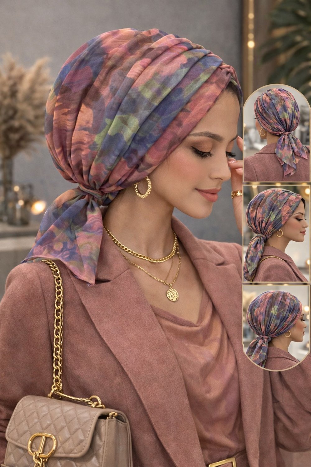 Gülkurusu Pastel  Desen Tokalı Bone