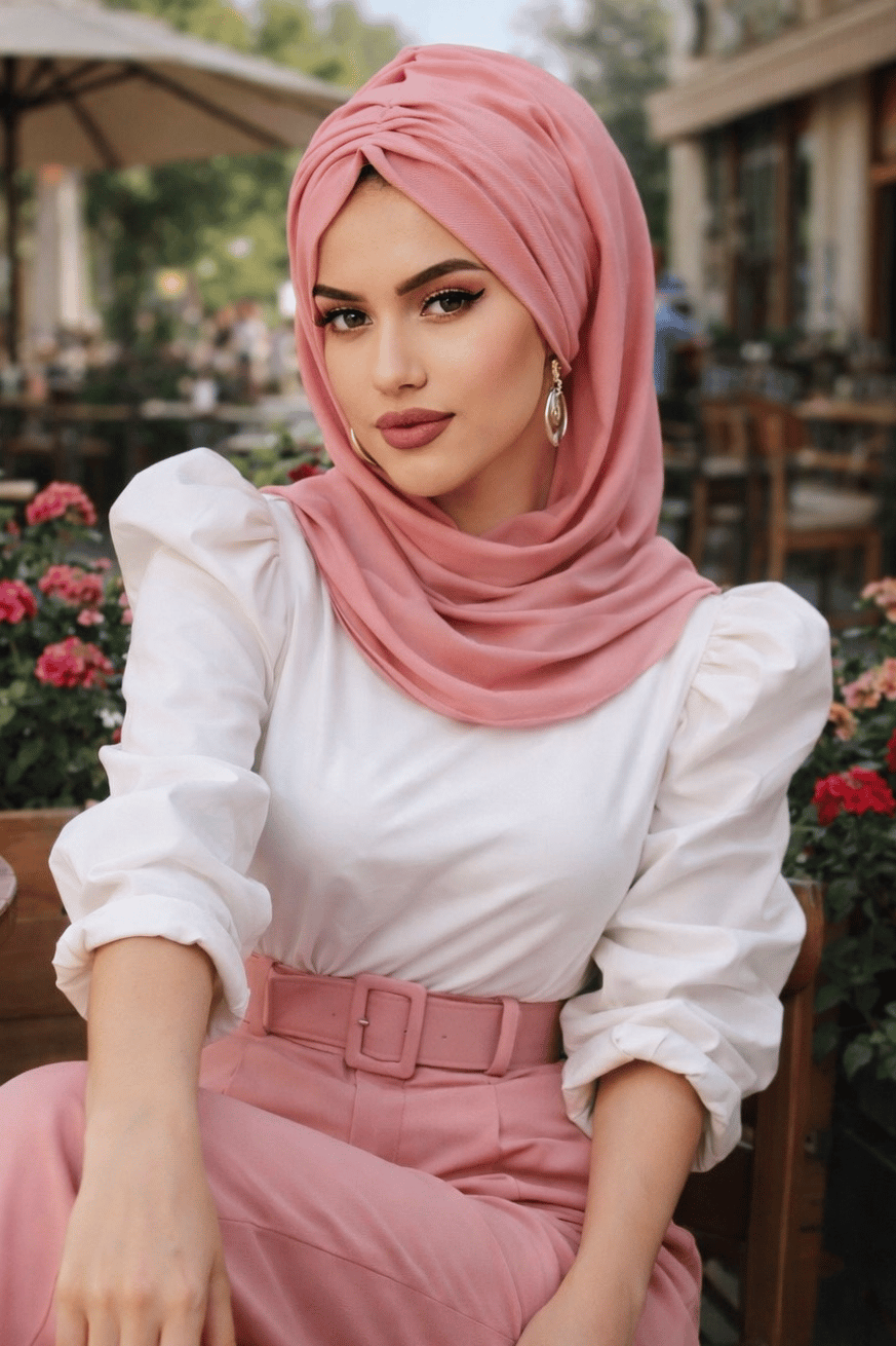 Gülpembe Büzgülü Hazır Şal