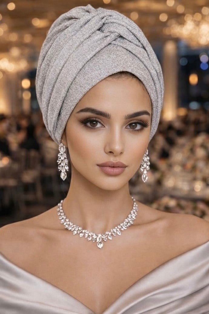 Gümüş Simli Burgu Detaylı Abiye Bone