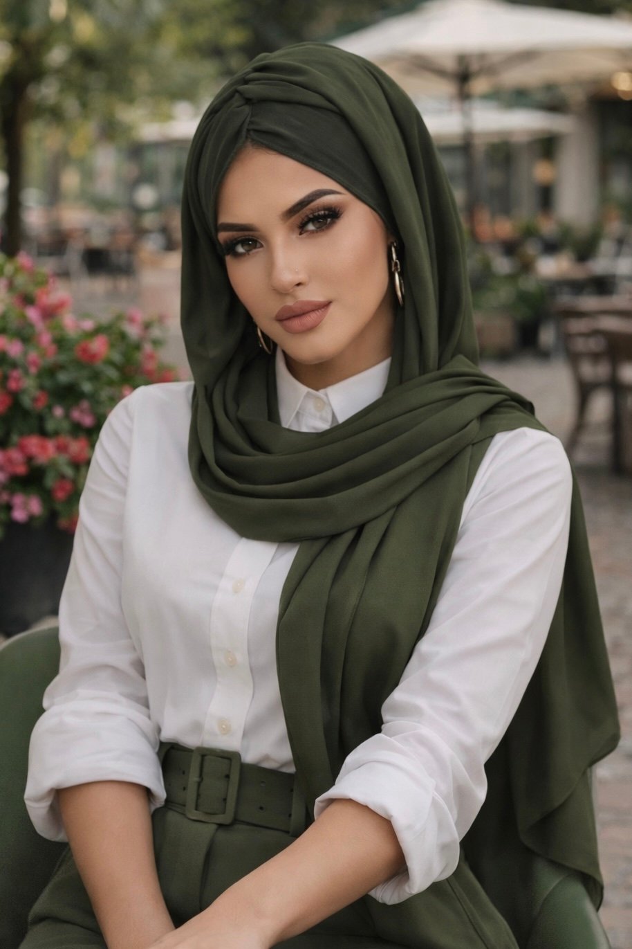 Haki Burgu Burgu Hazır Şal