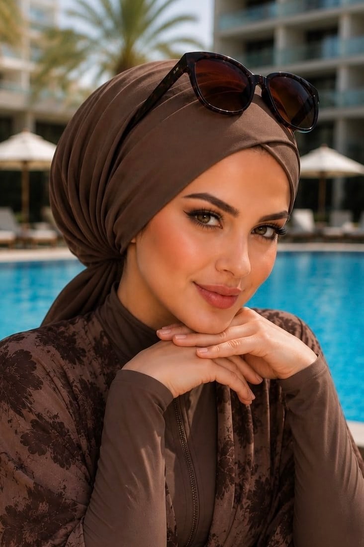 Kahve Çapraz Bantlı Bone