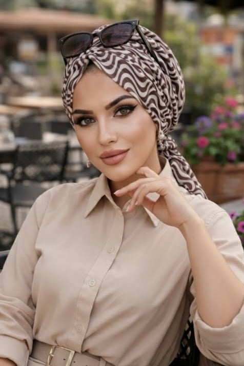 Kahve Helezon Desen Tül Tokalı Bone