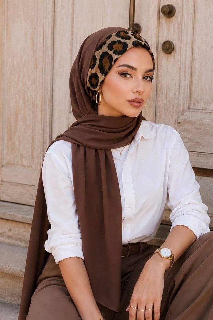 Kahve Leopar Bandana Şal