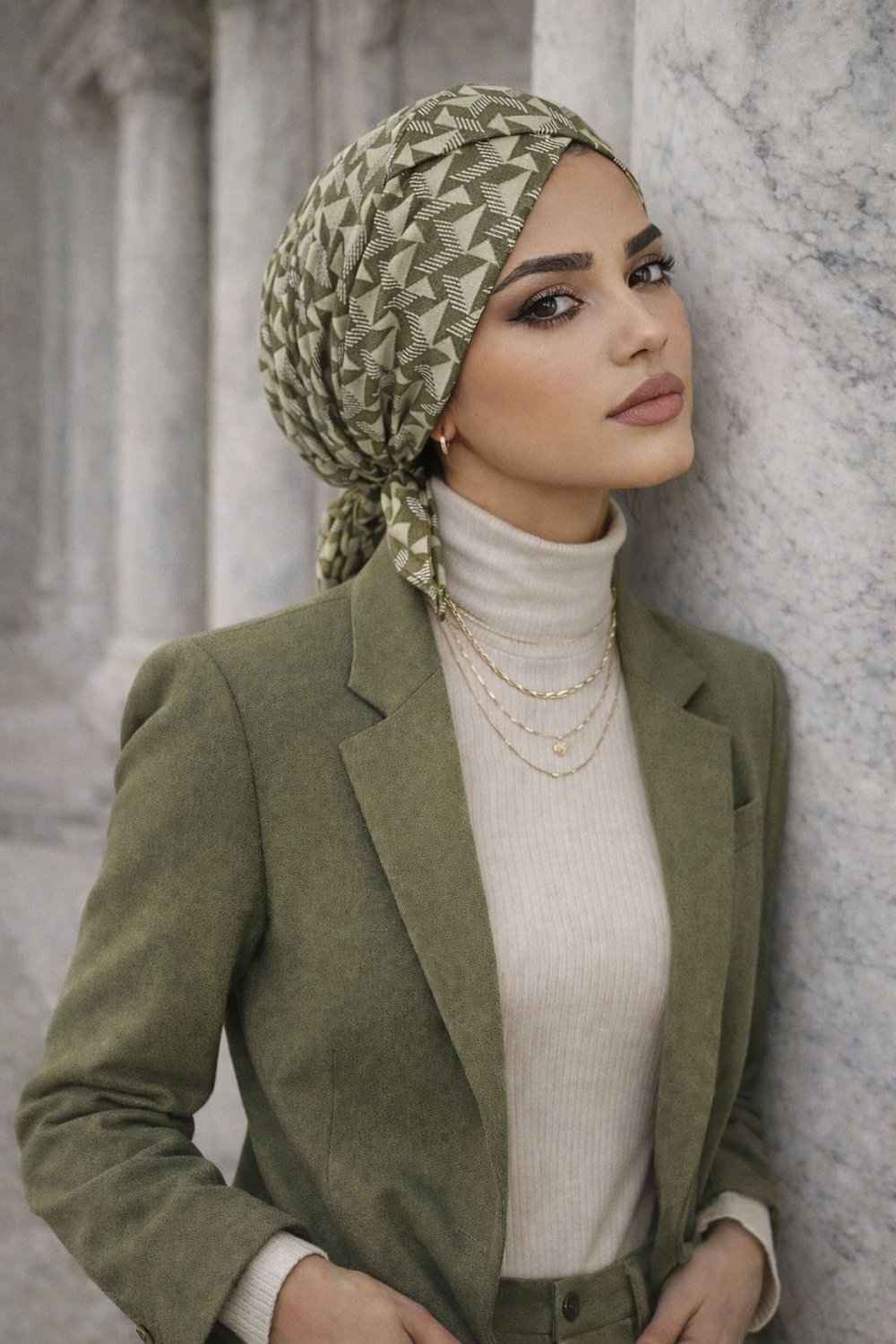 Kuşkonmaz Desenli Çapraz Bone