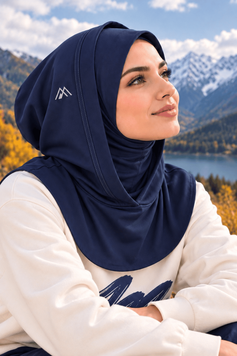 Lacivert Kapüşonlu Pratik Bone Eşarp / Spor ve günlük kullanıma uygun