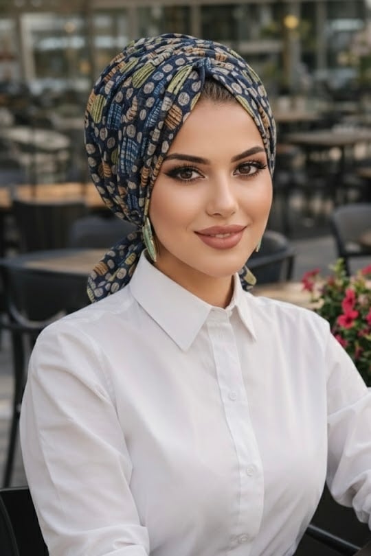 Lacivert Puan Desen Tokalı Bone