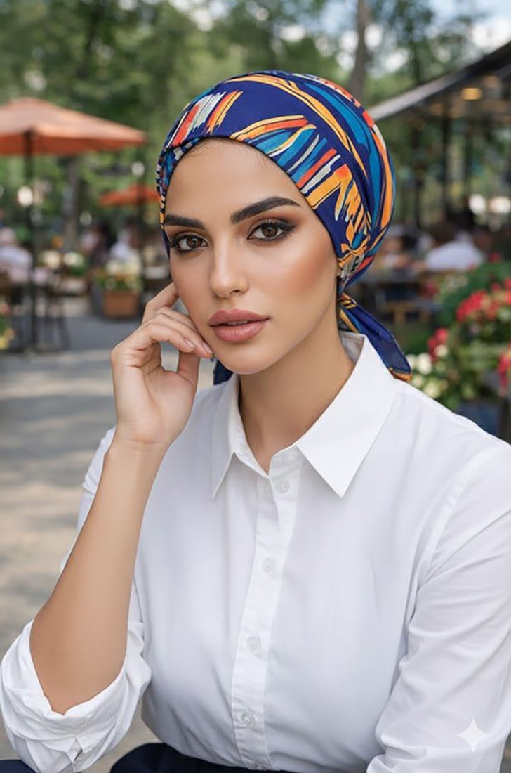 Lacivert Suluboya Desen Çapraz Bone