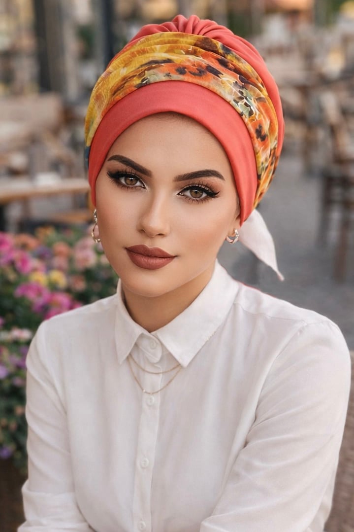 Mercan Turuncu Bantlı Hazır Bone