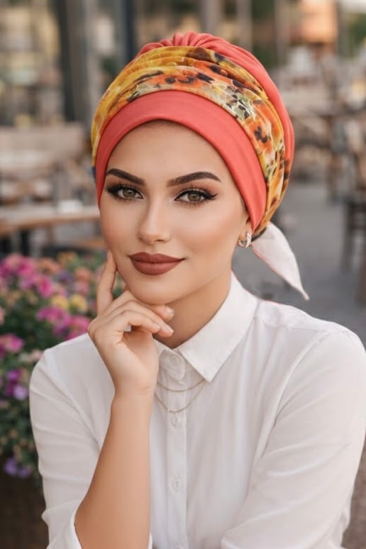 Mercan Turuncu Bantlı Hazır Bone