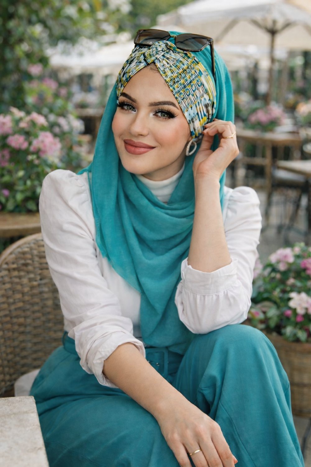 Mint Hardal Desenli Burgu Hazır Şal