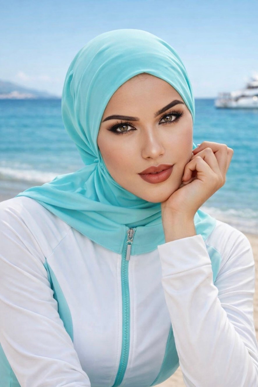 Mint Hijab Havuz ve Deniz Bonesi