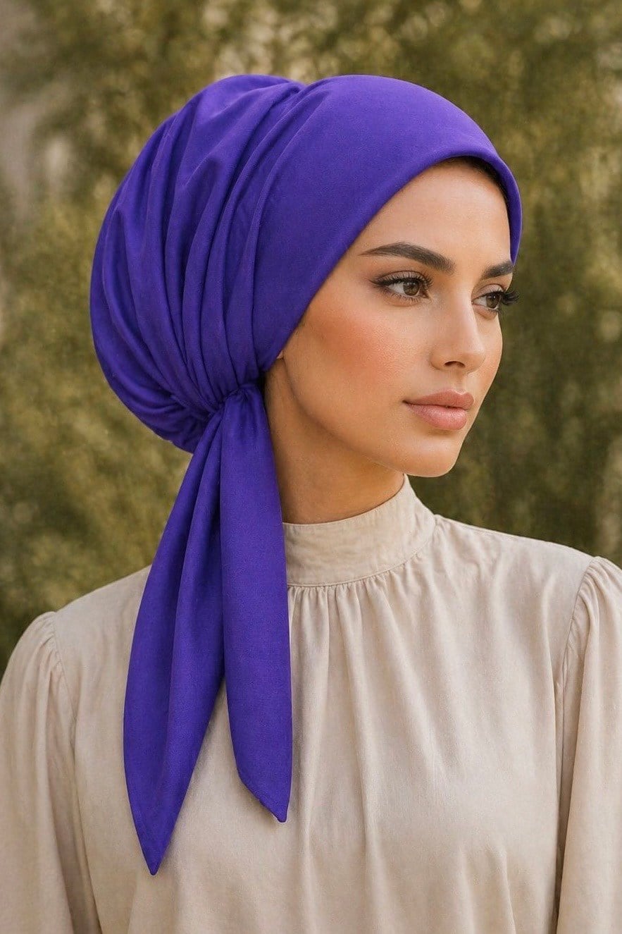 Mor Hazır Eşarp Bone