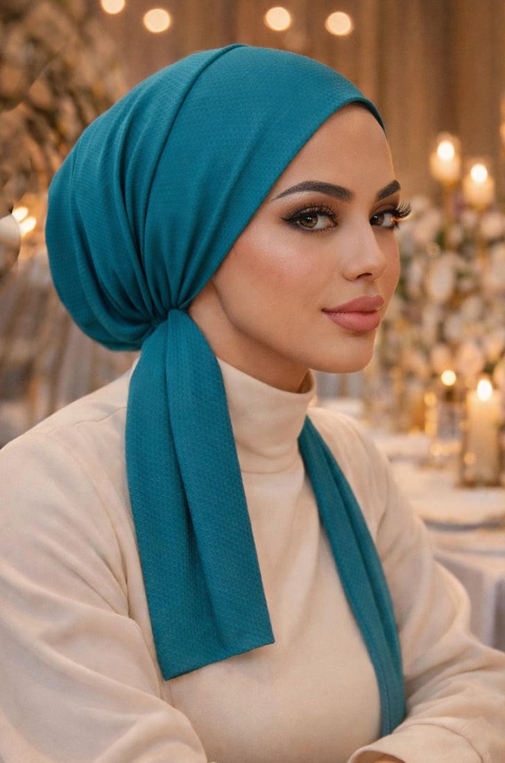 Petrol Mavi Eşarp Bone