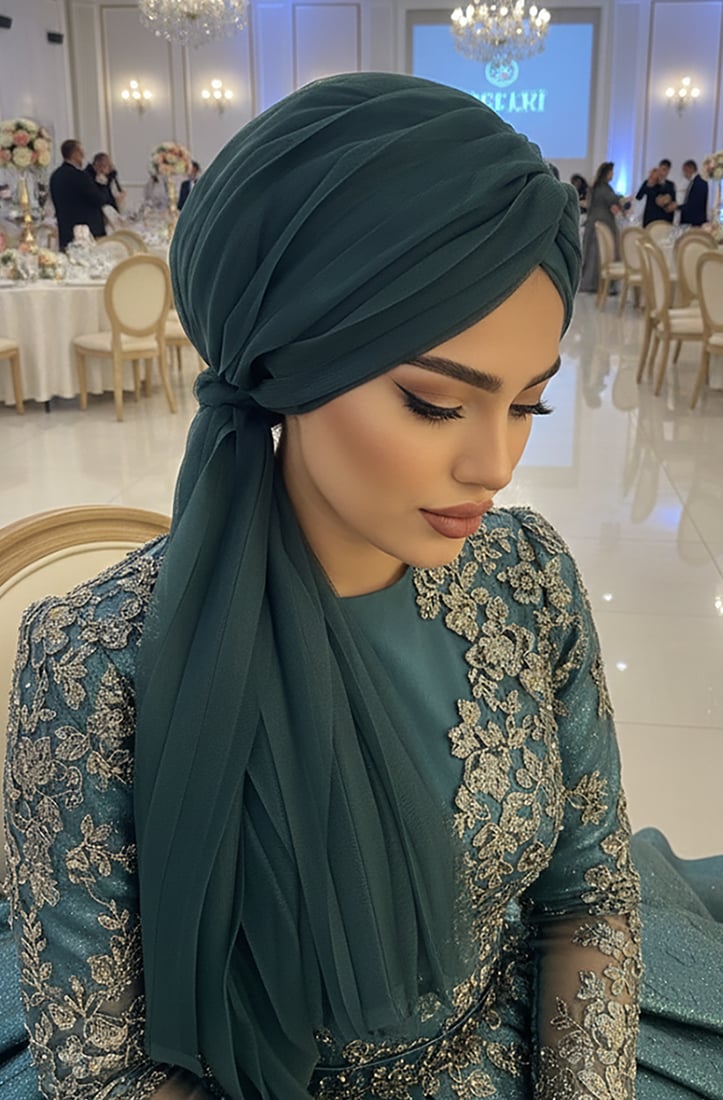 Petrol Mavi Tül Tokalı Bone