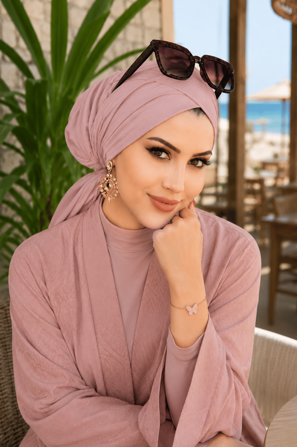 Pudra Çapraz Bone / Deniz - Havuz Bonesi
