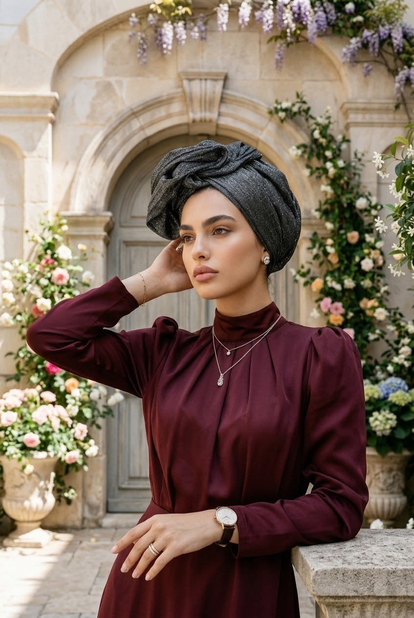 Siyah Gümüş Fransız Model Şapkalı Bone 